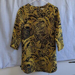 H&M Gold Dark Navy Lux Dress (Size 2)